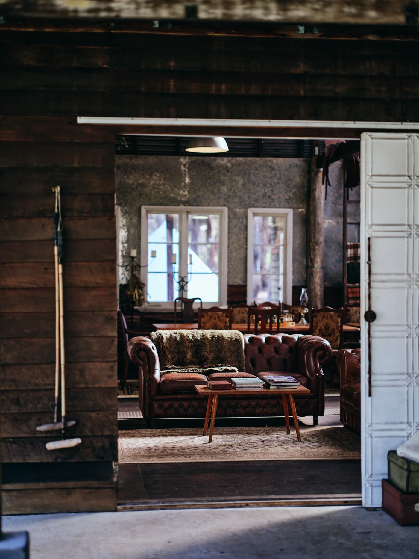 The clubhouse lounge with leather chesterfields, Jesters Flat
